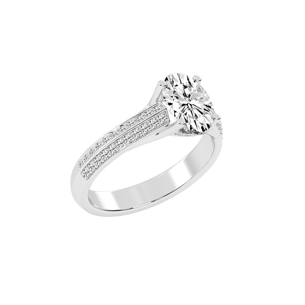 Diamyside Oval Cut Side Stone Lab Diamond Ring