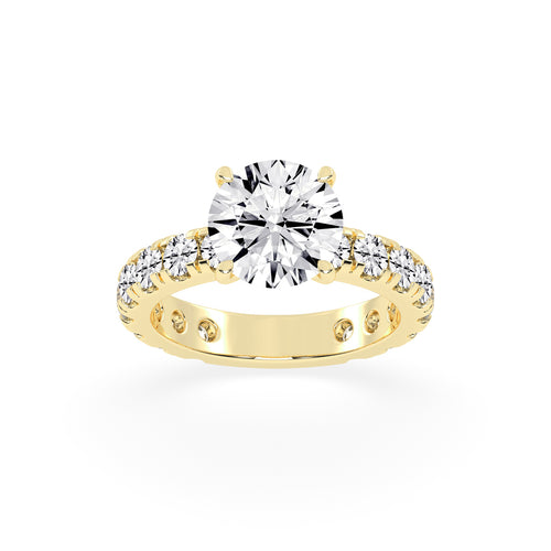 Crystalline Round Cut Side Stone Lab Diamond Ring
