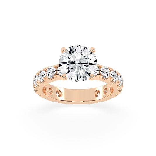 Crystalline Round Cut Side Stone Lab Diamond Ring