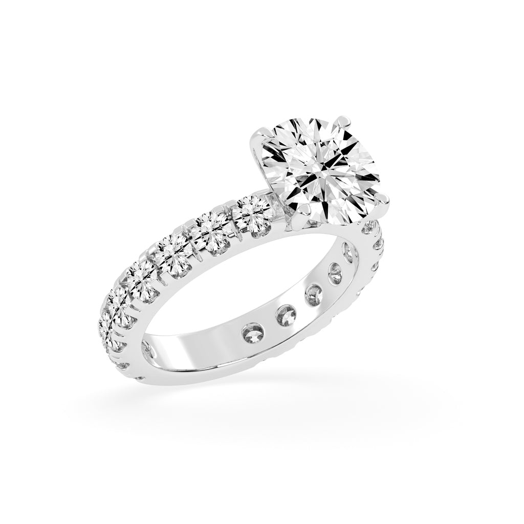 Crystalline Round Cut Side Stone Lab Diamond Ring
