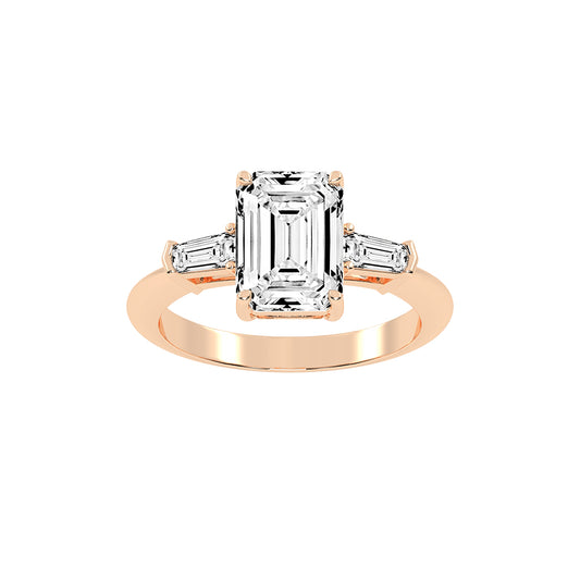 Trevalla Emerald Cut Three Stone Lab Diamond Ring