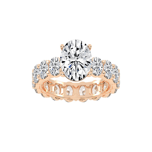 Diameer Oval Cut Side Stone Lab Diamond Ring