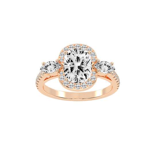 Halitira Cushion Cut Halo Lab Diamond Ring