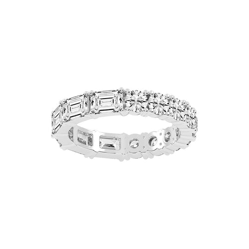 Zeloria Emerald & Round Cut Eternity Lab Diamond Ring