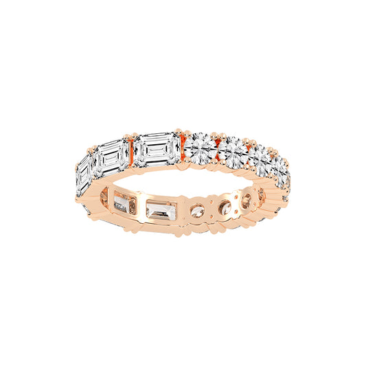 Zeloria Emerald & Round Cut Eternity Lab Diamond Ring