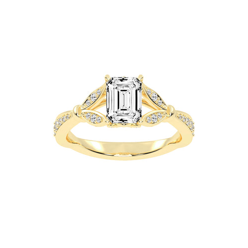 Crystenva Criss-Cross Emerald Cut Side Stone Lab Diamond Ring