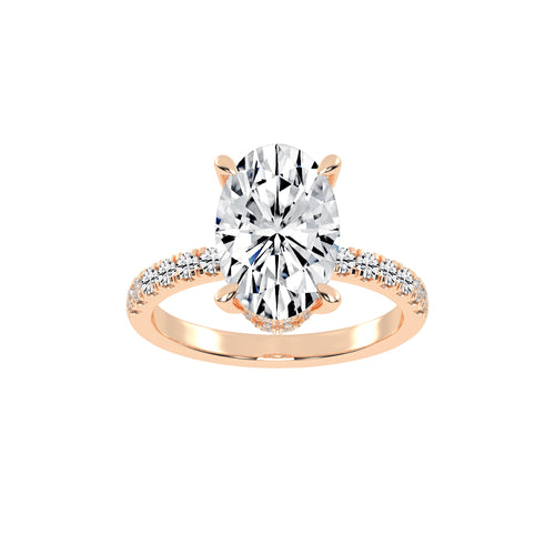 Diamestra Oval Cut Side Stone Lab Diamond Ring