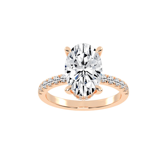 Diamestra Oval Cut Side Stone Lab Diamond Ring
