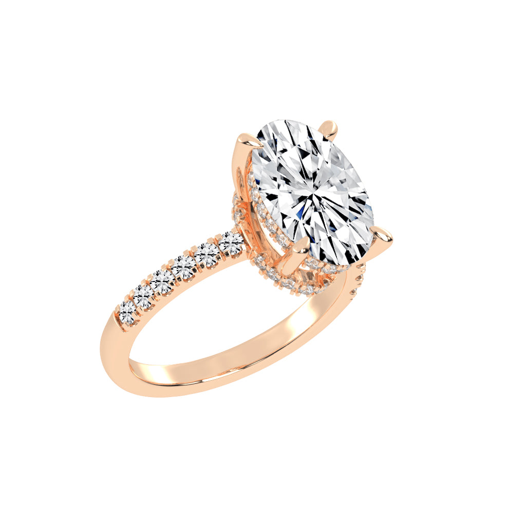Diamestra Oval Cut Side Stone Lab Diamond Ring