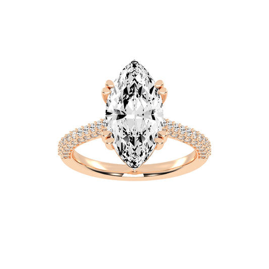 Solvierra Marquise Cut Side Stone Lab Diamond Ring