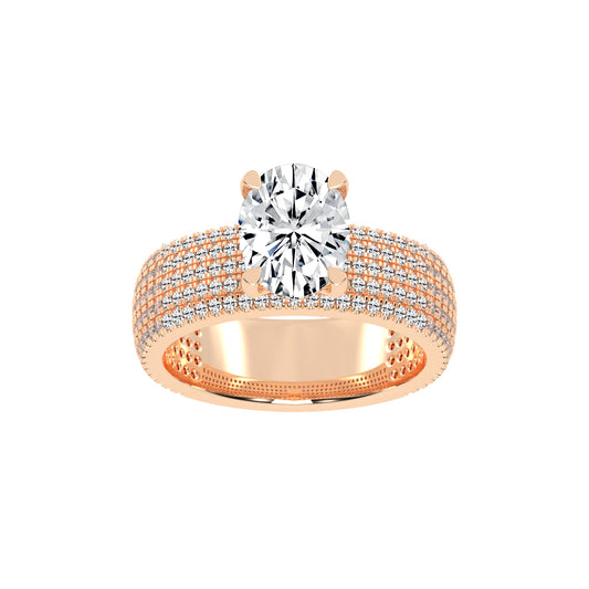 Zilarra Pave Setting Oval Cut Classic Lab Diamond Ring