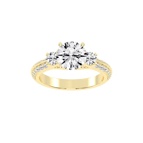 Siderra Round Cut Side Stone Lab Diamond Ring