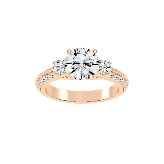 Siderra Round Cut Side Stone Lab Diamond Ring