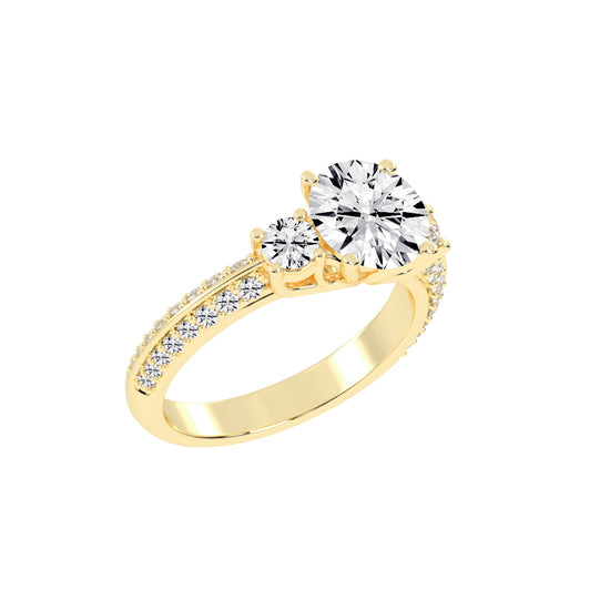 Siderra Round Cut Side Stone Lab Diamond Ring