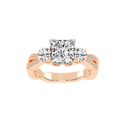 Sideastra Infinity Princess Cut Side Stone Lab Diamond Ring