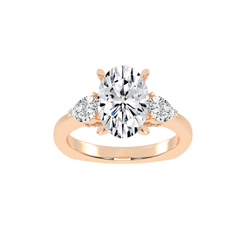 Trevelia Oval Cut Three Stone Lab Diamond Ring