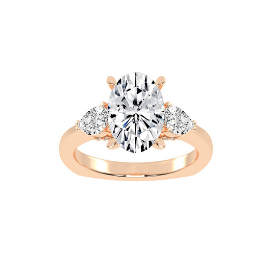 Trevelia Oval Cut Three Stone Lab Diamond Ring