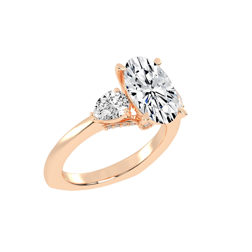 Trevelia Oval Cut Three Stone Lab Diamond Ring