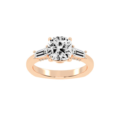 Diametrix Tapred Baguettes Cushion Cut Lab Diamond Ring