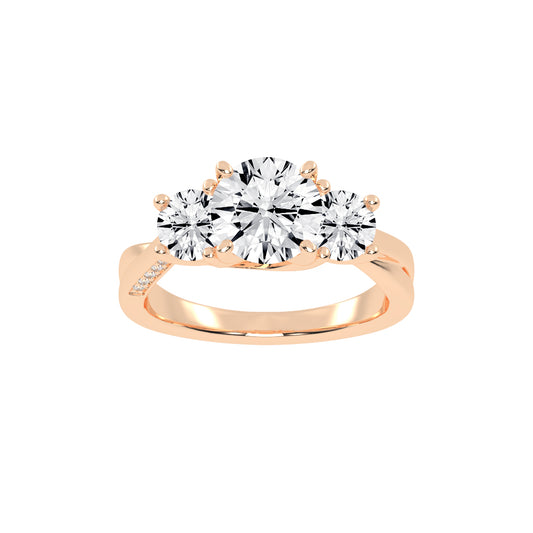 Triariel Round Cut Three Stone Lab Diamond Ring