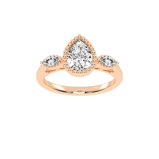 Halicara Pear Cut Halo Lab Diamond Ring