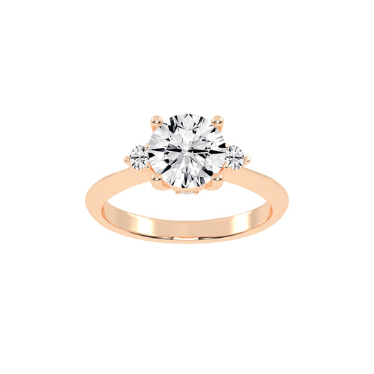 Solendria Two Head Round Cut Lab Diamond Ring