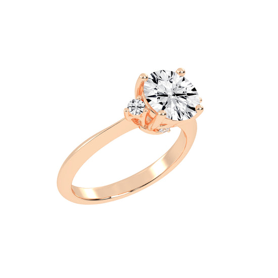 Solendria Two Head Round Cut Lab Diamond Ring