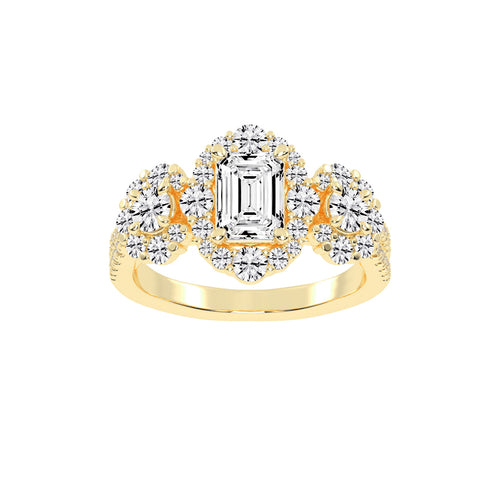 Halioneva Emerald Cut Halo Lab Diamond Ring
