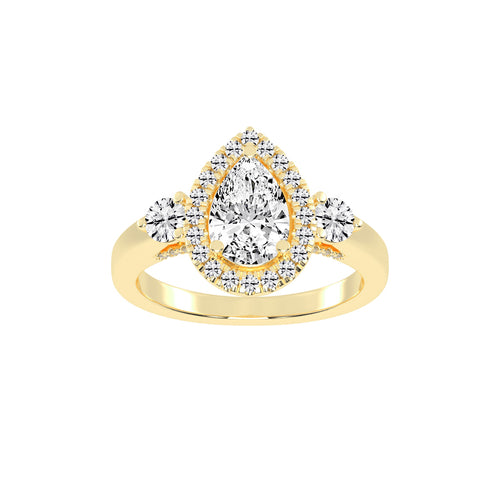 Halviera Pear Cut Halo Lab Diamond Ring