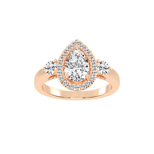 Halviera Pear Cut Halo Lab Diamond Ring