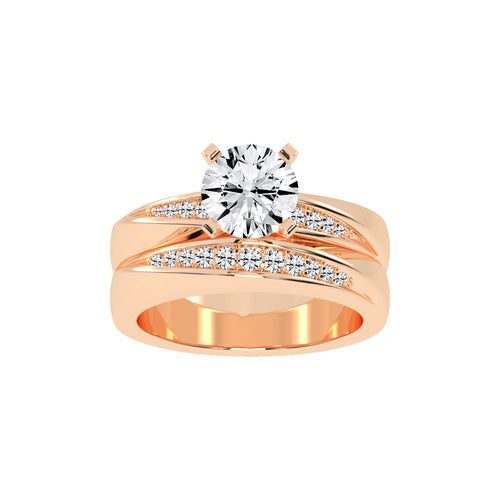 Siderluxe Twisted Round Cut Side Stone Lab Diamond Ring