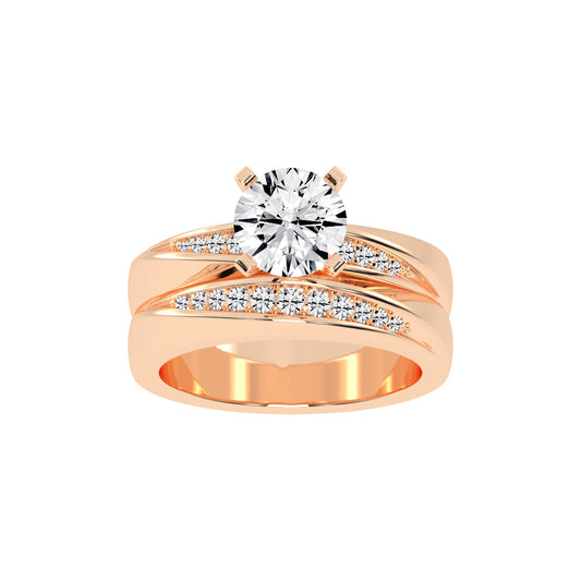 Siderluxe Twisted Round Cut Side Stone Lab Diamond Ring