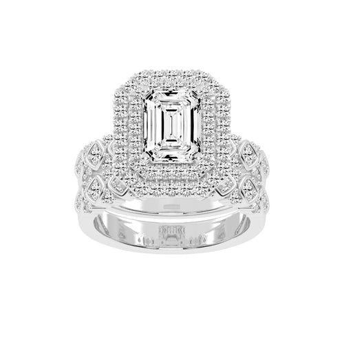 Halivanis Two Shank Emerald Cut Halo Lab Diamond Ring