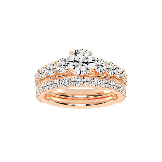 Aurestra Two Band Round Cut Classic Lab Diamond Ring