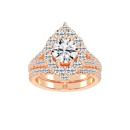 Haletrix Six Leaf Round Cut Halo Lab Diamond Ring