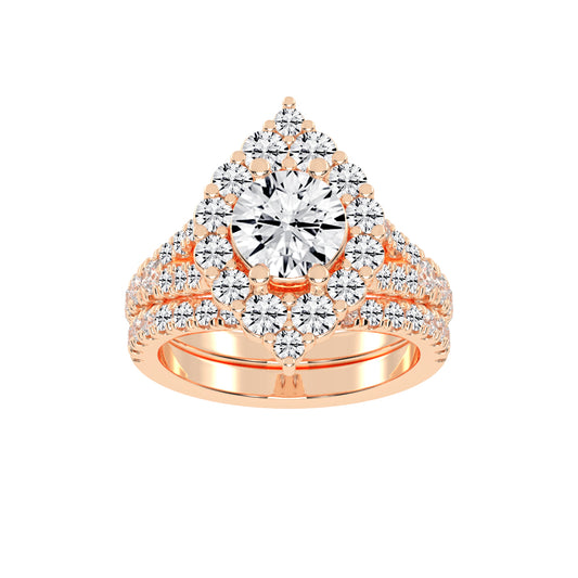 Haletrix Six Leaf Round Cut Halo Lab Diamond Ring