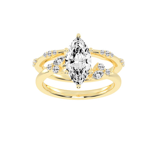 Glissara Two Band Marquise Cut Classic Lab Diamond Ring