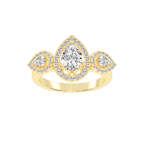 Halindrae Pear Cut Halo Lab Diamond Ring