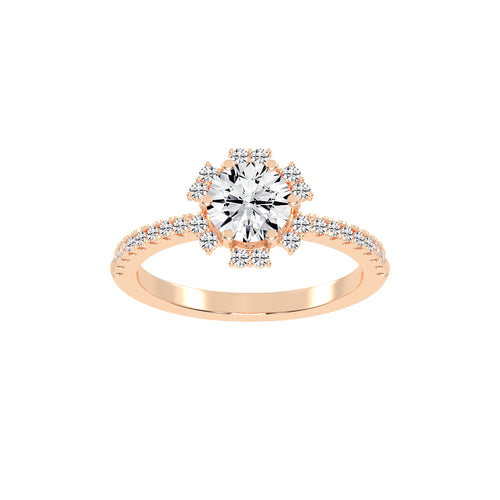 Halivellea  Six Prong Round Cut Halo Lab Diamond Ring