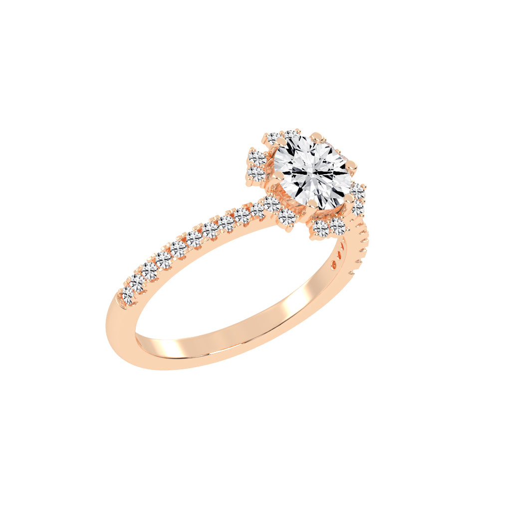 Halivellea  Six Prong Round Cut Halo Lab Diamond Ring