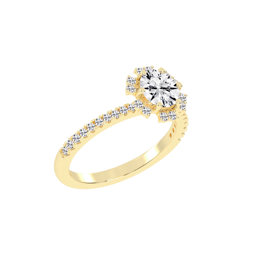 Halivellea  Six Prong Round Cut Halo Lab Diamond Ring