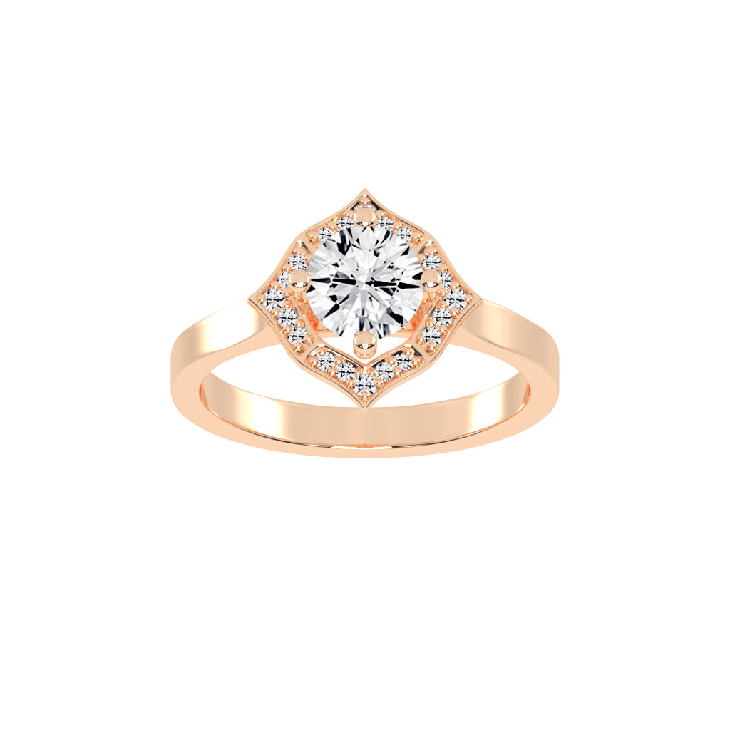 Halorena  Four Prong Round Cut Halo Lab Diamond Ring