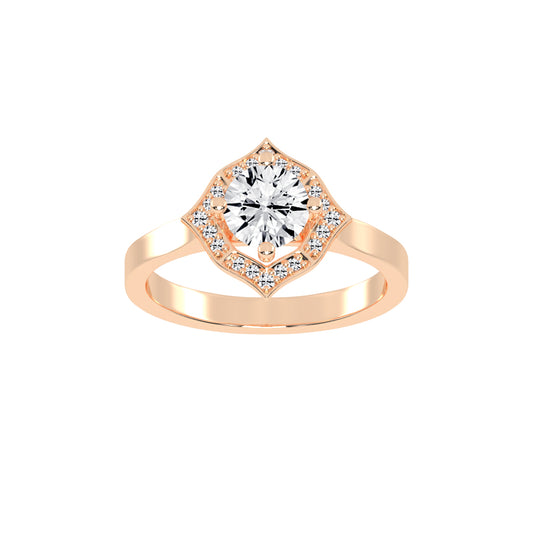 Halorena  Four Prong Round Cut Halo Lab Diamond Ring
