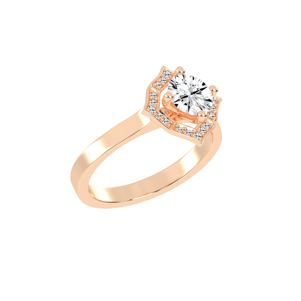 Halorena  Four Prong Round Cut Halo Lab Diamond Ring