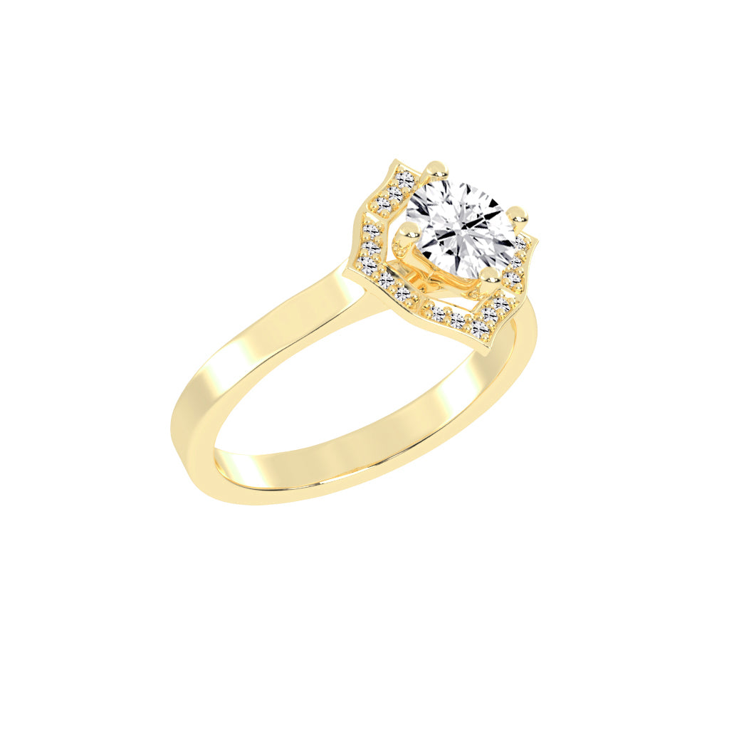 Halorena  Four Prong Round Cut Halo Lab Diamond Ring