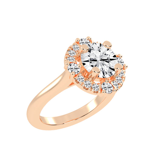 Halendre  Cathedral Round Cut Halo Lab Diamond Ring