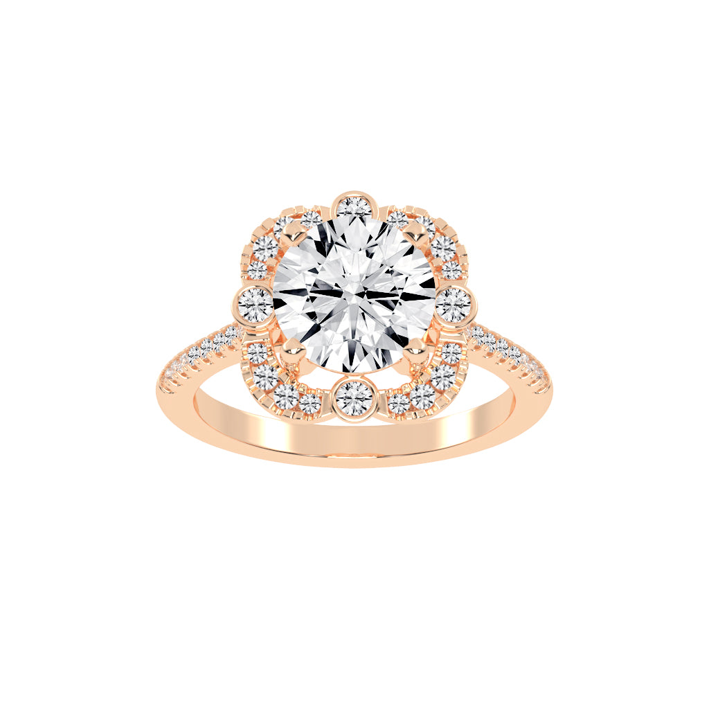 Halorex  Accent Stone Round Cut Halo Lab Diamond Ring