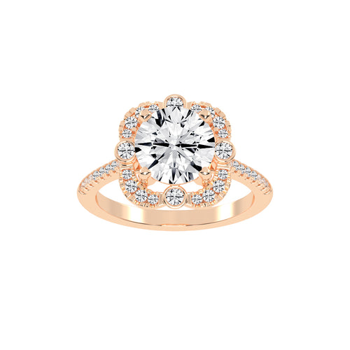 Halorex  Accent Stone Round Cut Halo Lab Diamond Ring