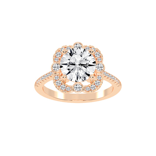 Halorex  Accent Stone Round Cut Halo Lab Diamond Ring