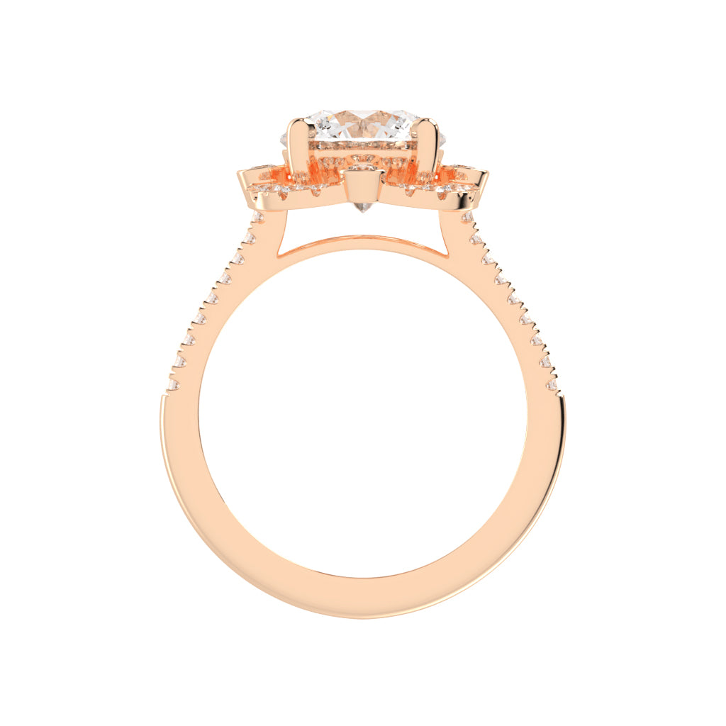 Halorex  Accent Stone Round Cut Halo Lab Diamond Ring